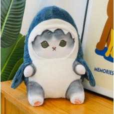 Мягкая игрушка Серый кот в акуле 33 см