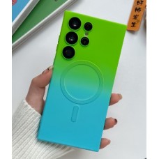 Силиконовый чехол с Magsafe для Samsung Galaxy S24 Ultra Green/Blue