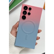Силиконовый чехол с Magsafe для Samsung Galaxy S24 Ultra Pink/Blue