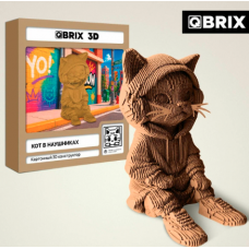 QBRIX Картонный 3D конструктор Кот в наушниках