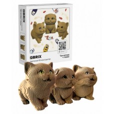 QBRIX Картонный 3D конструктор Три котика + глазки