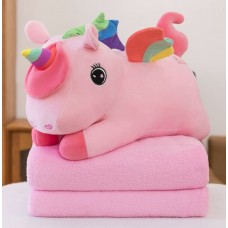 Мягкая игрушка Розовый Пегас + плед 1.6*1