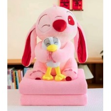 Мягкая игрушка розовый Стич с уткой+ плед 1.6*1