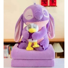 Мягкая игрушка фиолетовый Стич с уткой+ плед 1.6*1